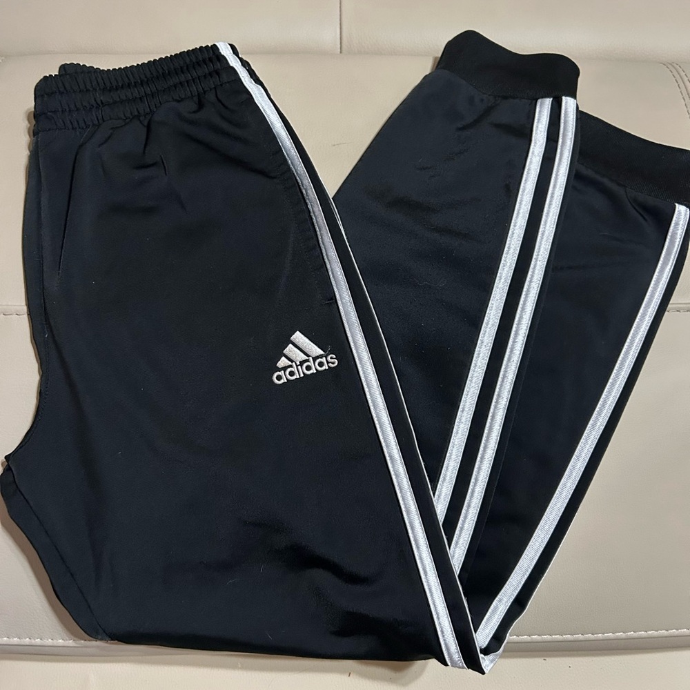 Adidas Kids Black Sweatpants with White Accents